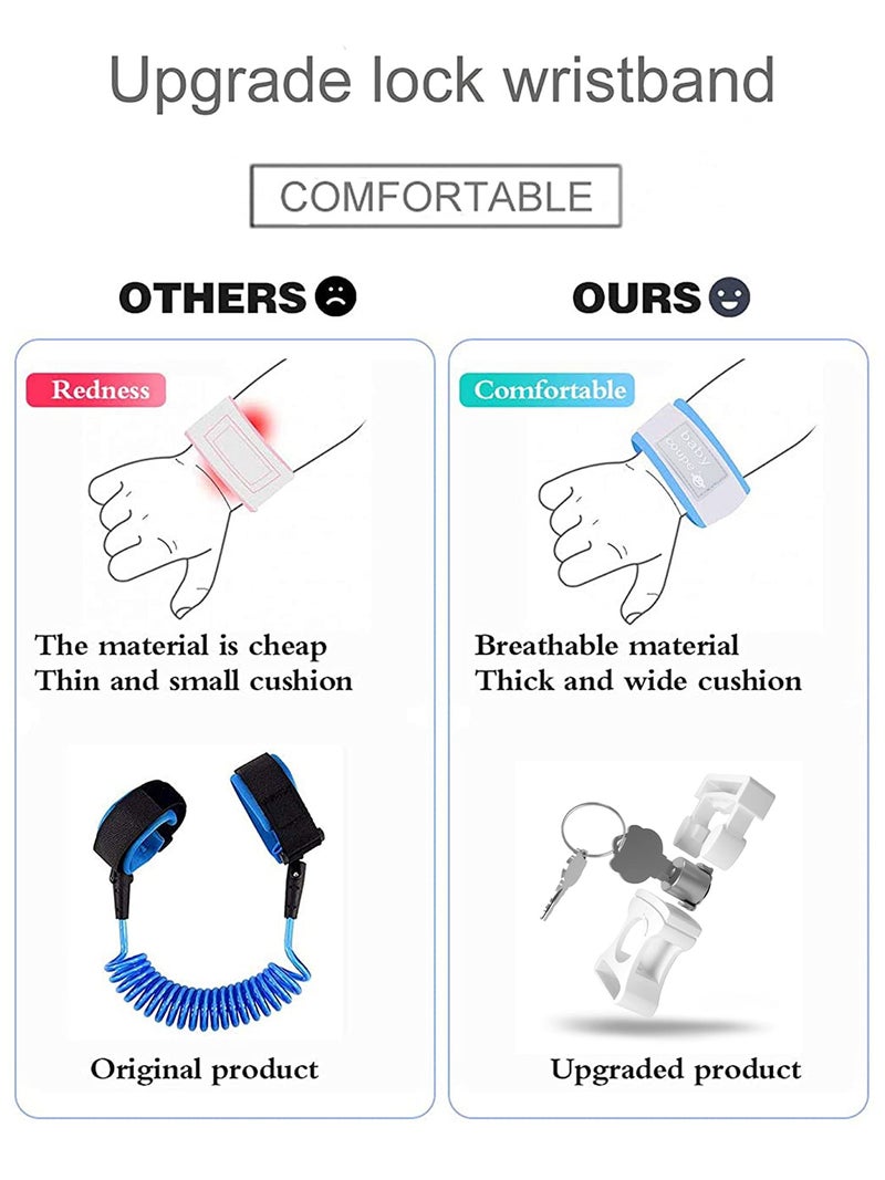 WSZCML Toddler Harness Walking Leash- Child Anti Lost Wrist Link - Child Safety Harness - Upgrade with Reflective(6.5ft) - for Boys and Girls,Not Easy to Open Without Key (Blue) - Image 3